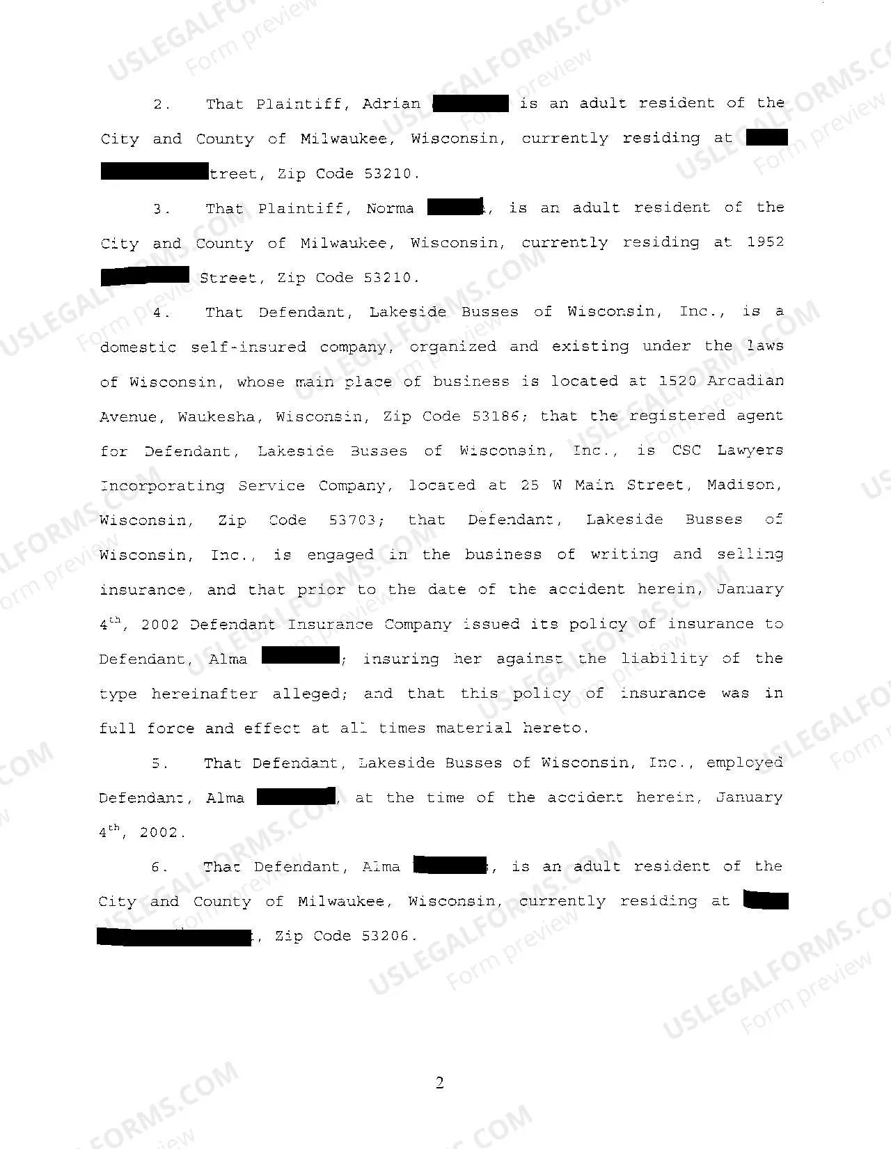 Preview A01 Civil Complaint regarding Two-Vehicle Collision