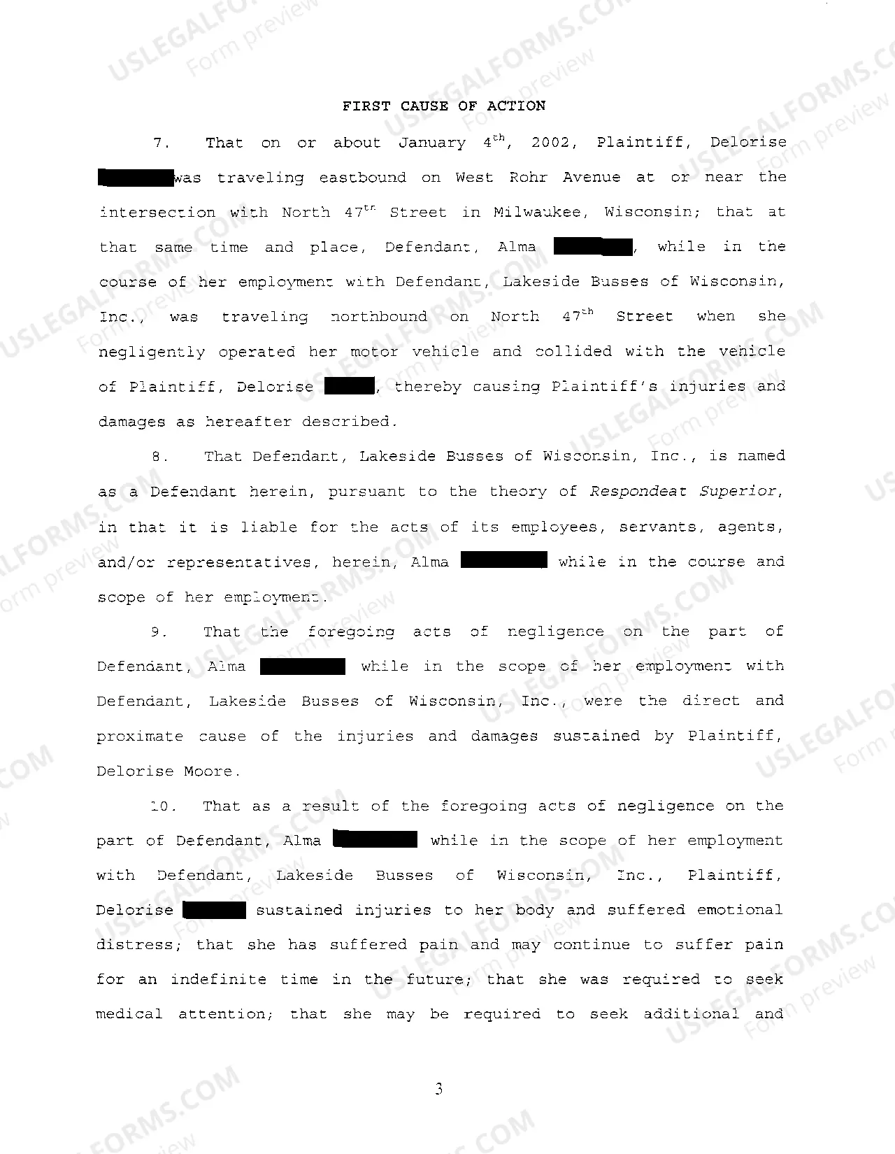 Preview A01 Civil Complaint regarding Two-Vehicle Collision