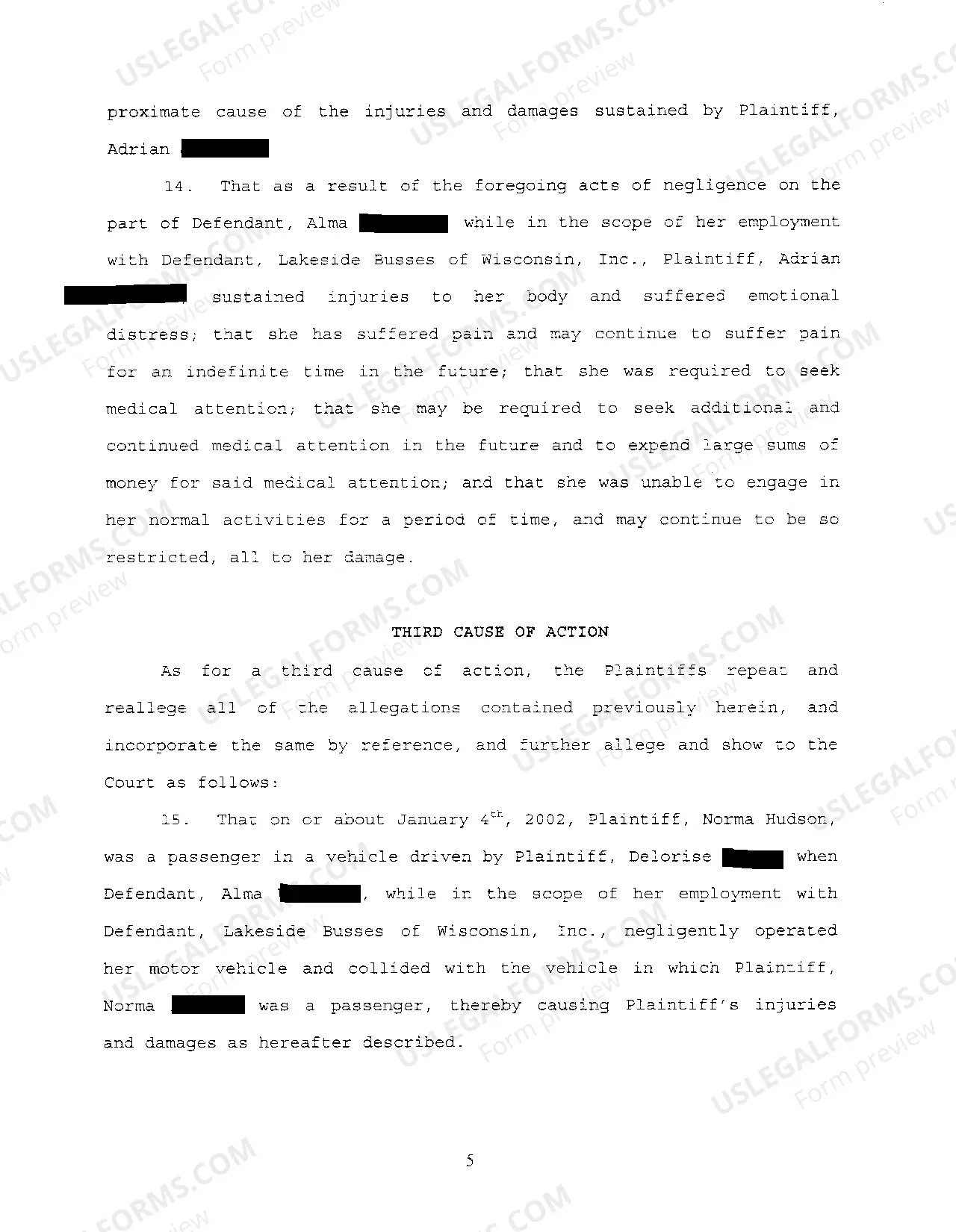 Preview A01 Civil Complaint regarding Two-Vehicle Collision