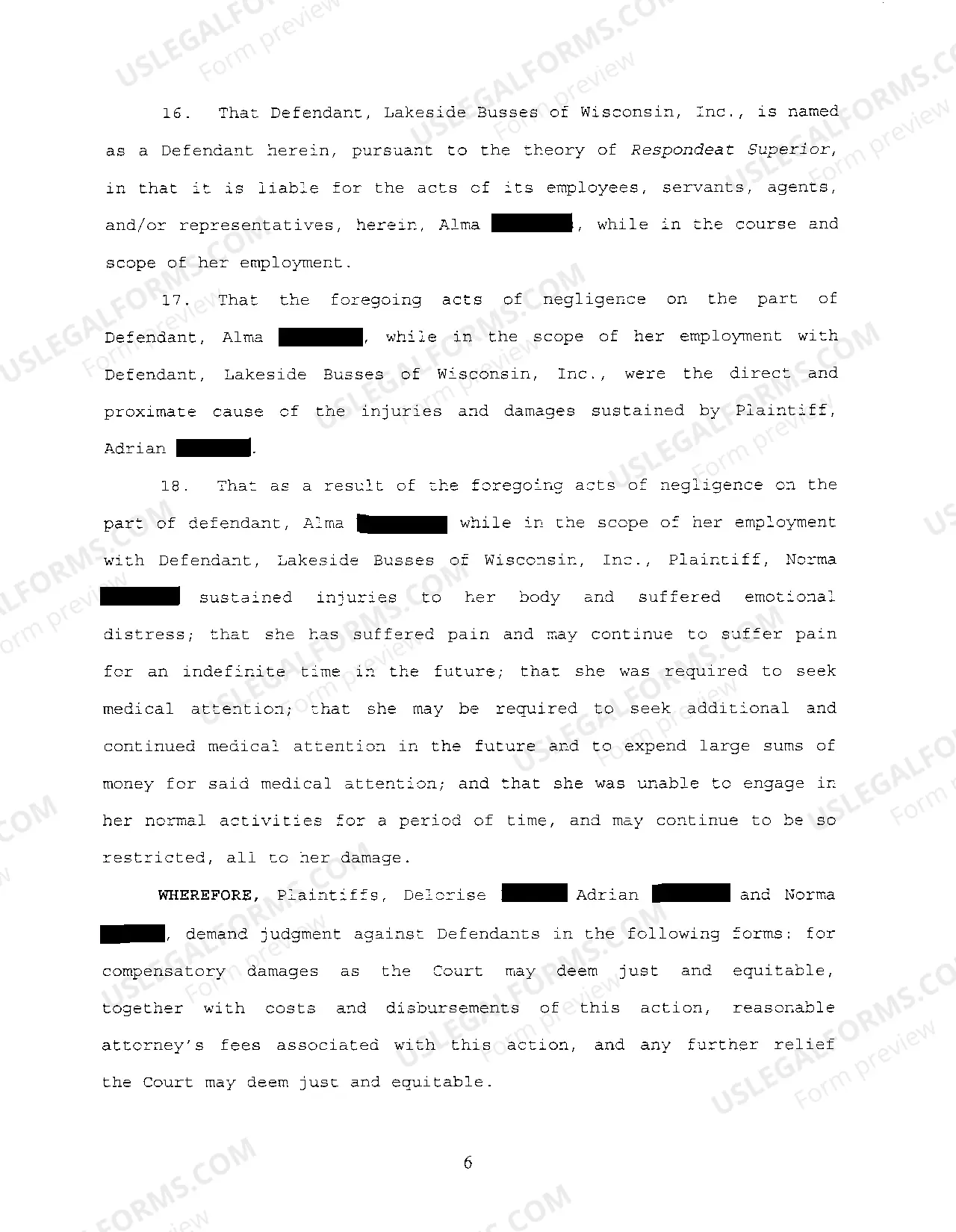 Preview A01 Civil Complaint regarding Two-Vehicle Collision