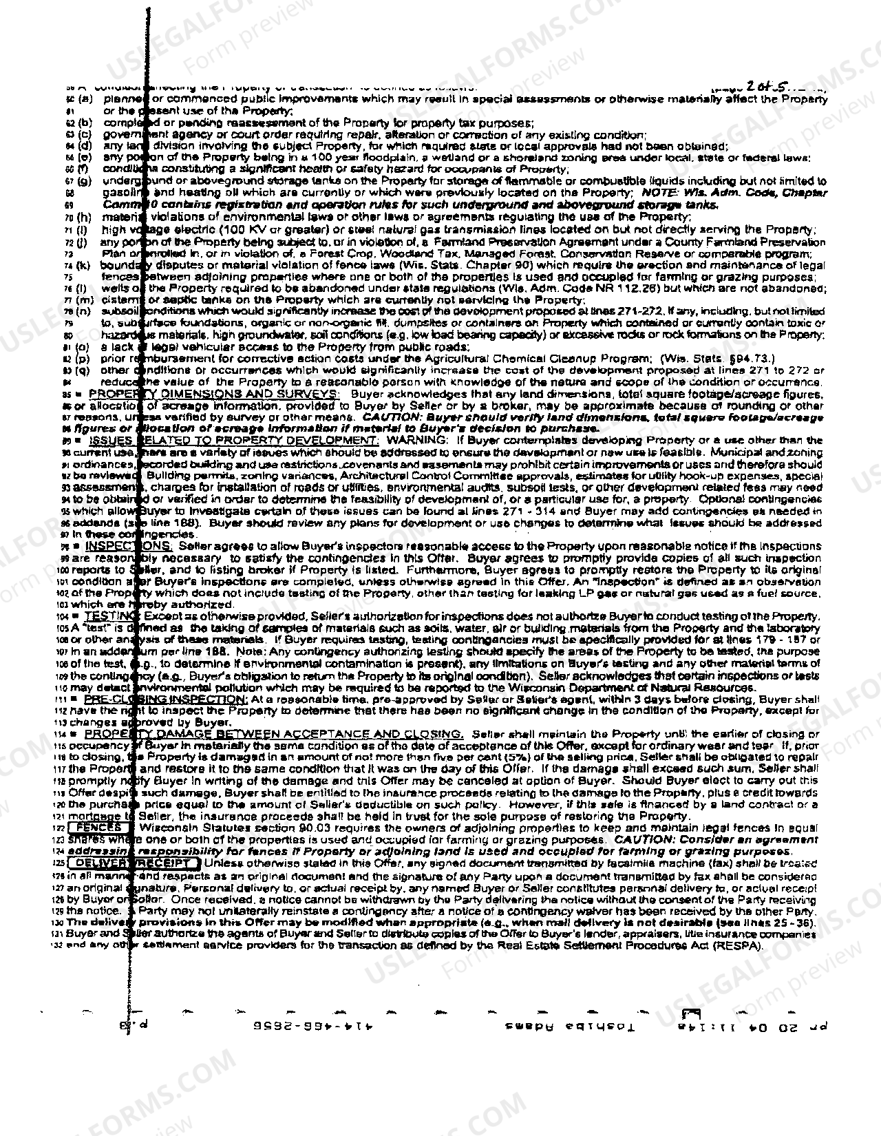 Vacant Land Offer To Purchase Form Wisconsin US Legal Forms