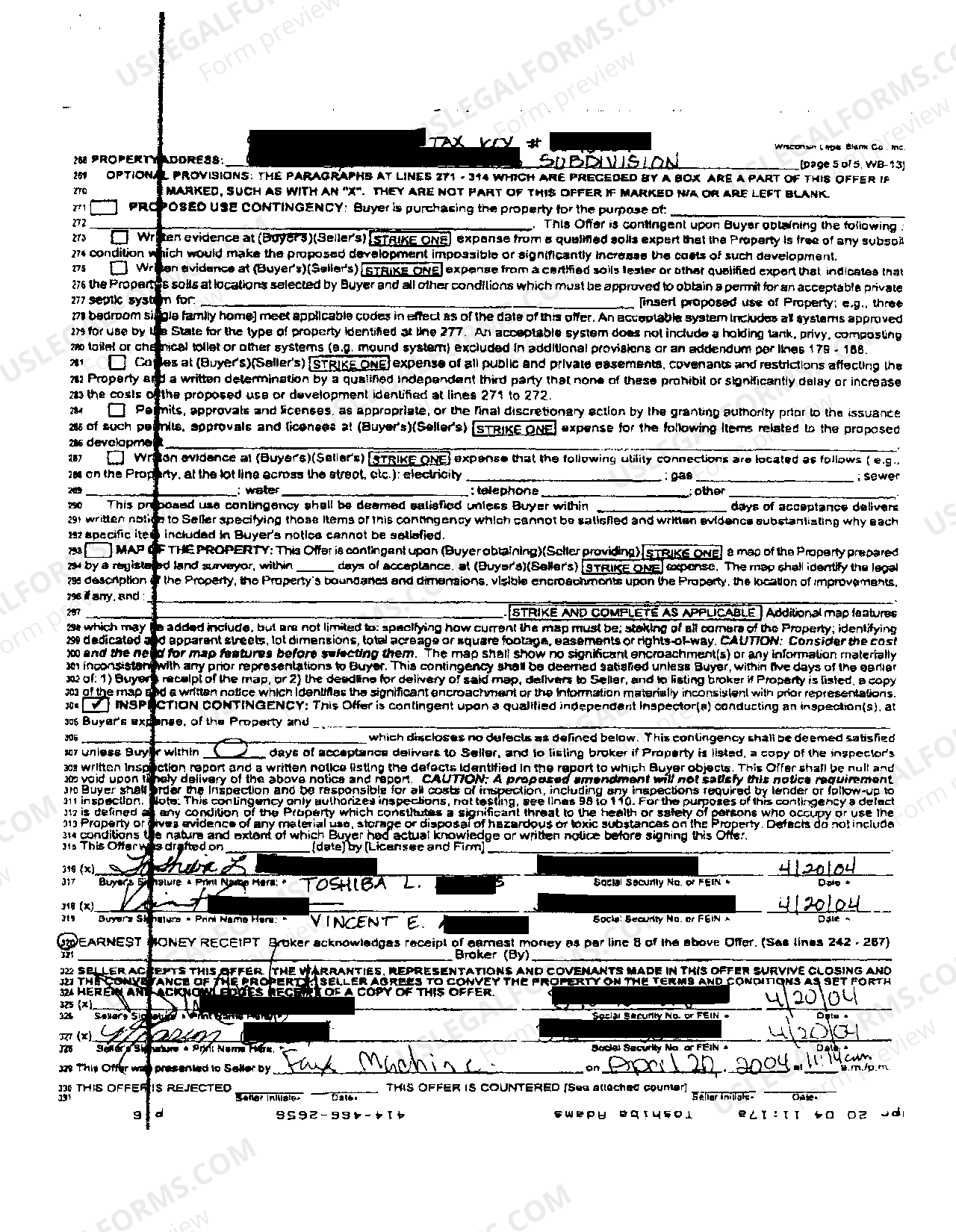 Vacant Land Offer To Purchase Form Wisconsin US Legal Forms