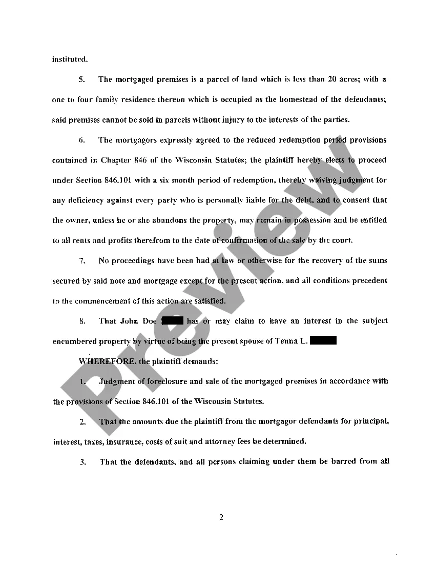 Preview A01 Complaint for Foreclosure by Sale