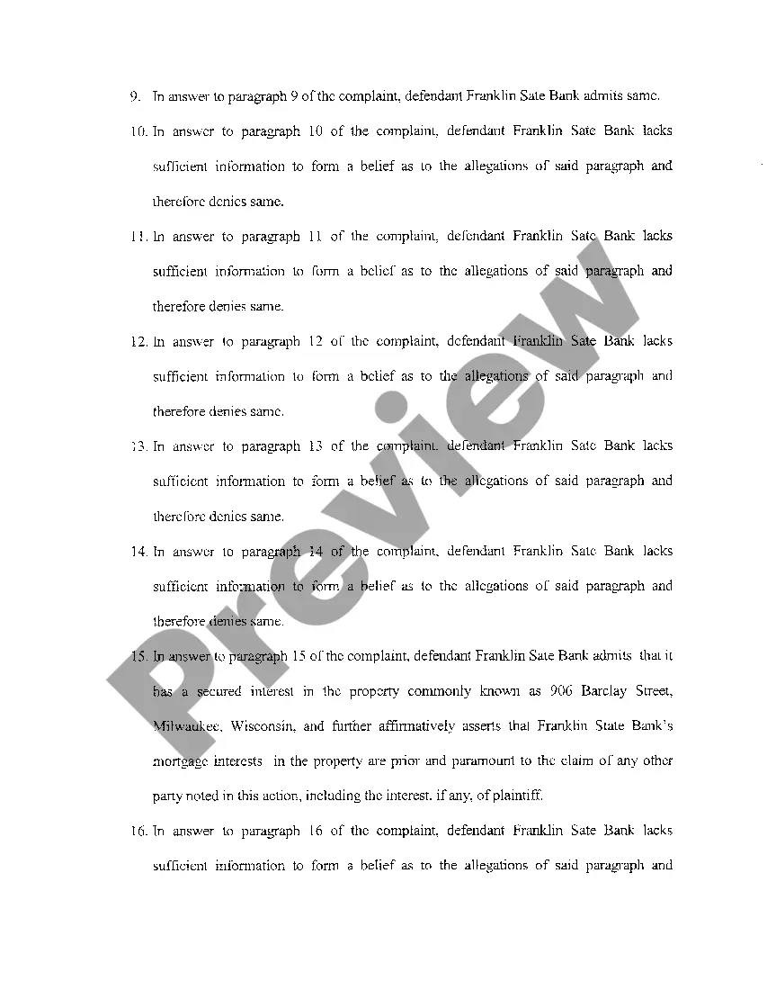 Preview A06 Answer And Affirmative Defenses Of Defendant