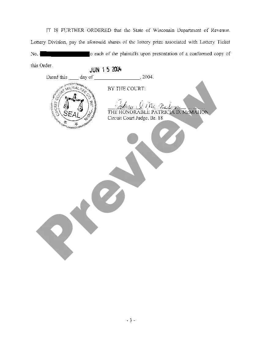 Get A03 Order for Distribution of Lottery Prize Preview A03 Order for Distribution of Lottery Prize