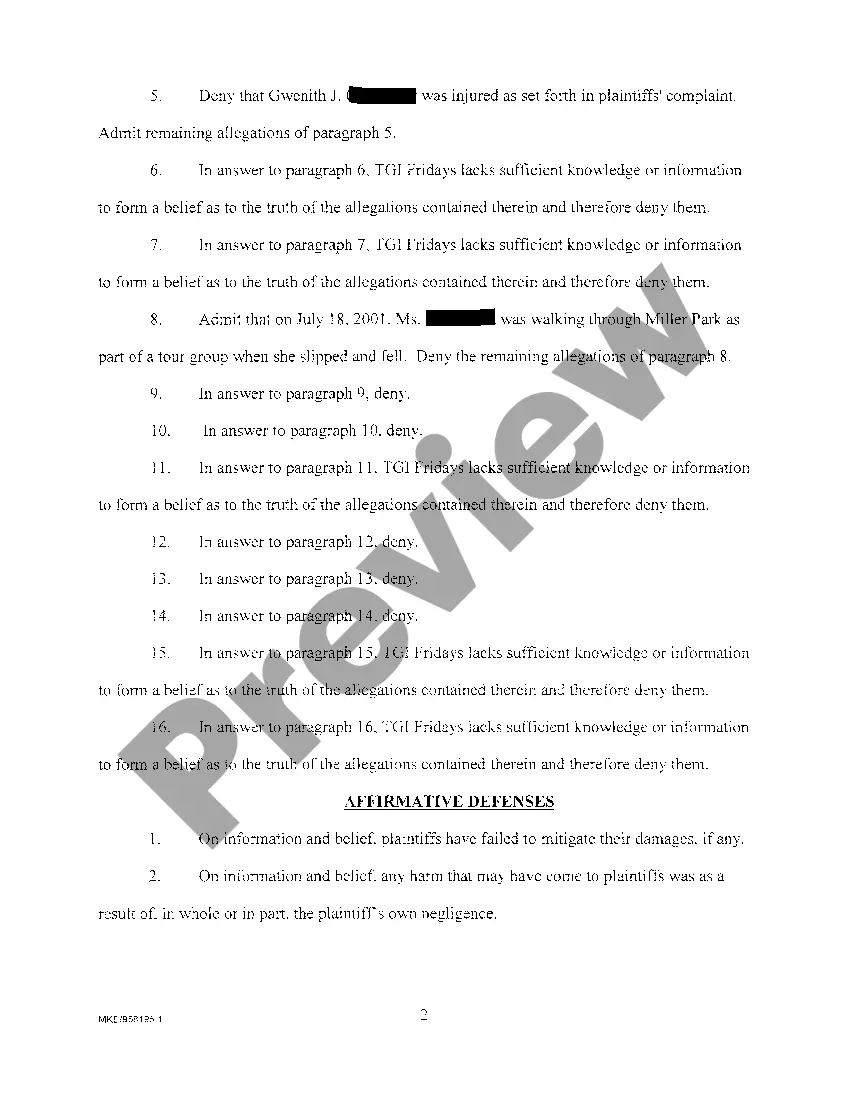 Get A08 Answer To Complaint Preview A08 Answer To Complaint