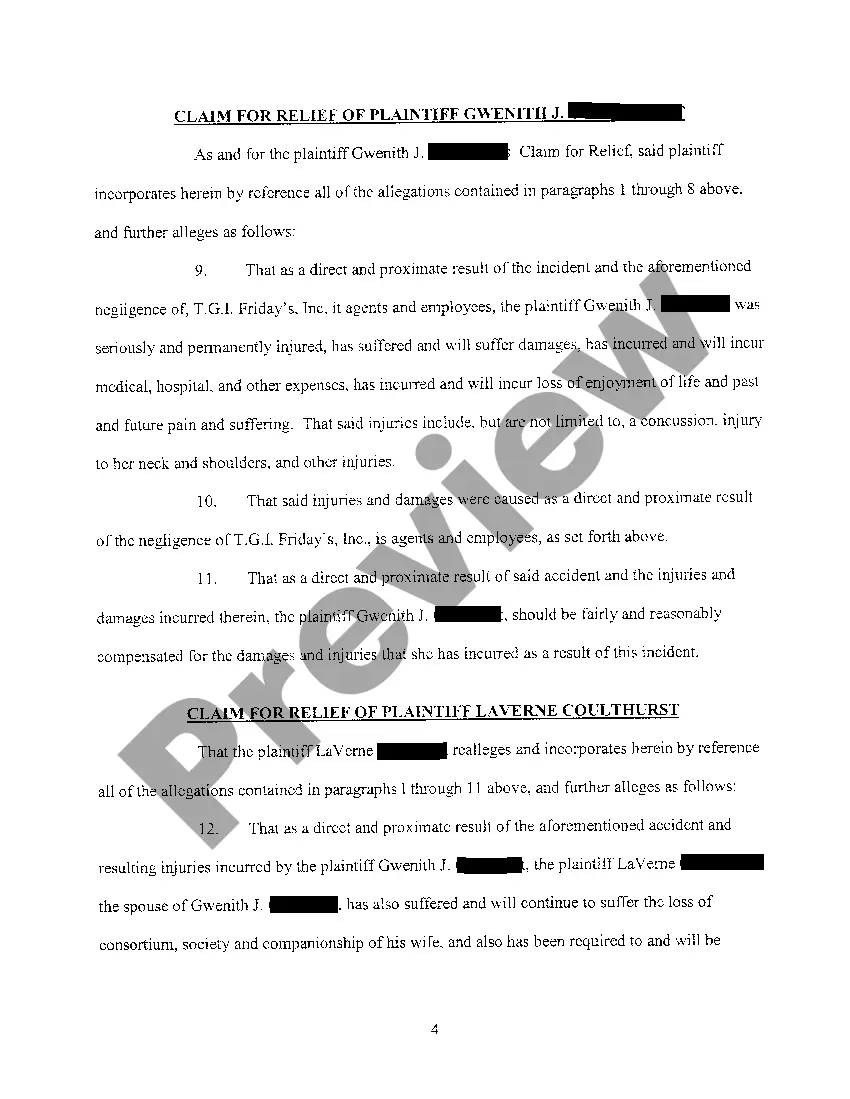 Get A10 Complaint regarding slip and fall on greasy substance at restaurant Preview A10 Complaint regarding slip and fall on greasy substance at restaurant