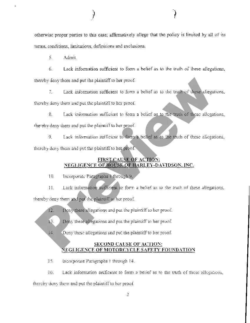 Get A09 Defendants' Answer, Cross Claim and Affirmative Defenses Preview A09 Defendants' Answer, Cross Claim and Affirmative Defenses