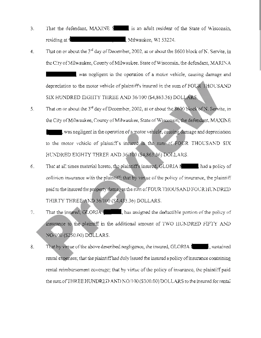 Preview A01 Complaint regarding two car collision