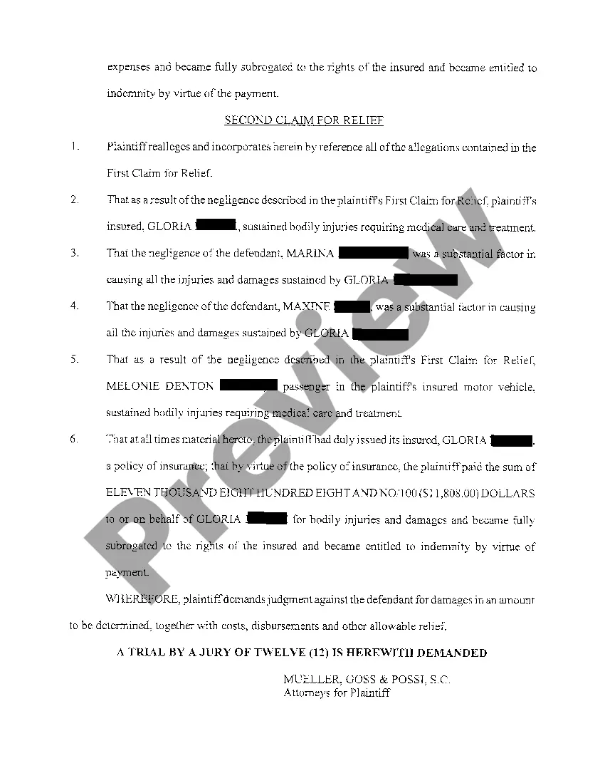 Preview A01 Complaint regarding two car collision