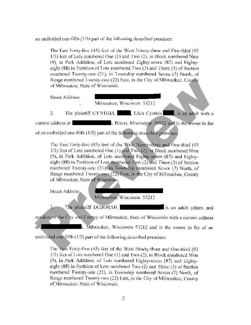 Preview A01 Complaint Requesting Partition of Real Property