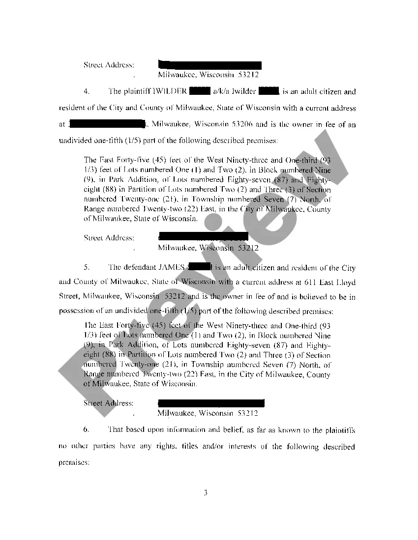 Preview A01 Complaint Requesting Partition of Real Property