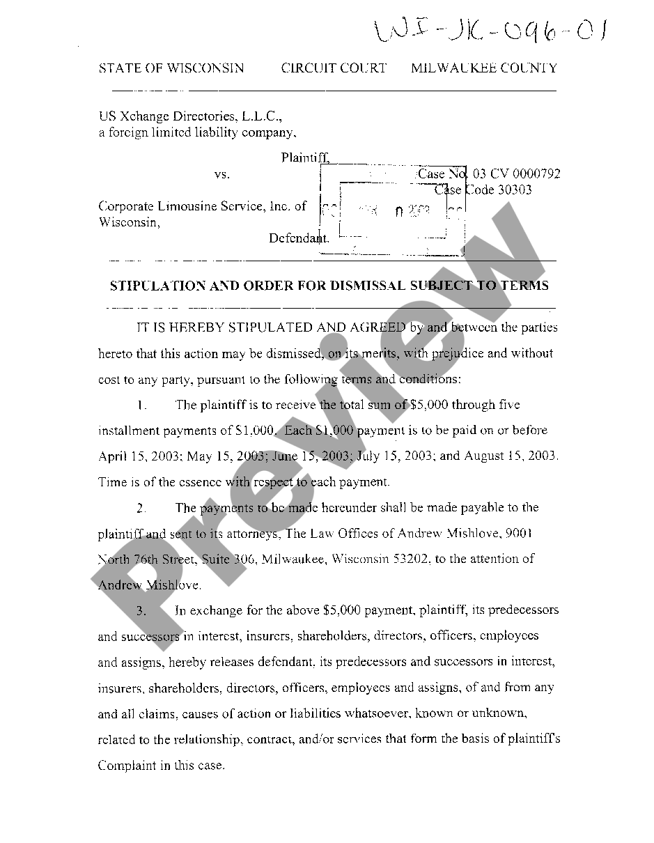 green-bay-wisconsin-stipulation-and-order-for-dismissal-subject-to