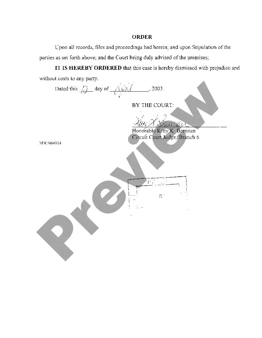 Preview A02 Stipulation And Order For Dismissal Subject To Terms