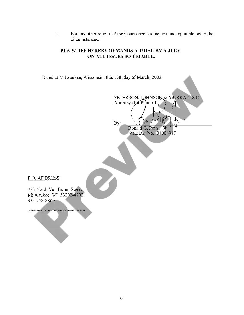 Preview A01 Complaint regarding Breach of Warranty for special transport container