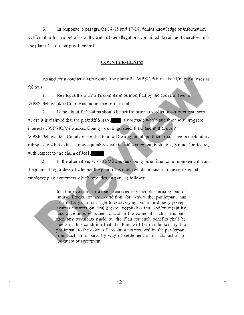 Preview A02 Answer To Complaint, Counterclaim and Crossclaim