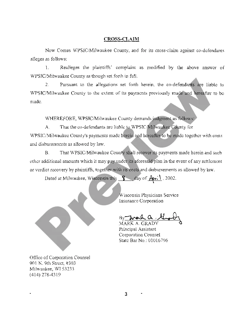 Preview A02 Answer To Complaint, Counterclaim and Crossclaim