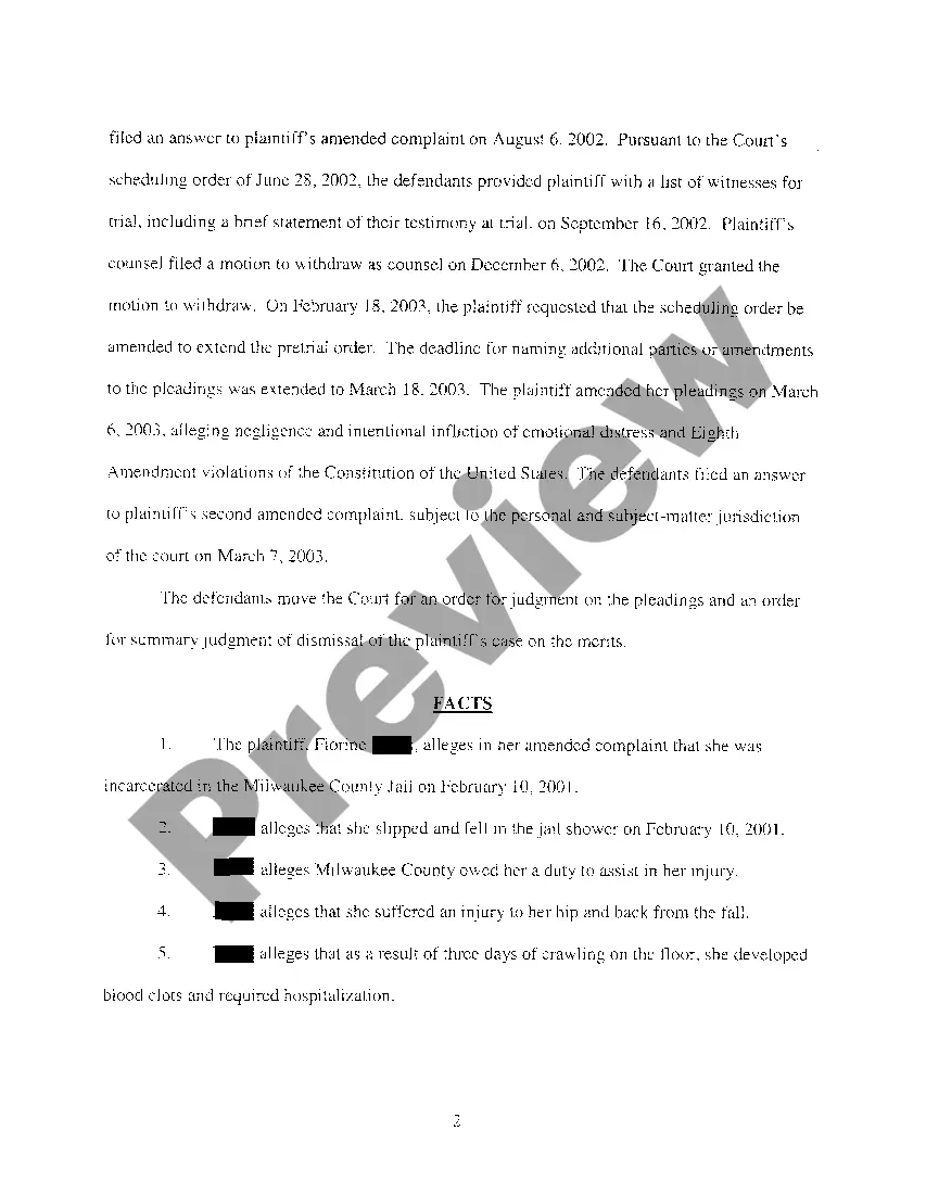 Preview A08 Defendants' Brief In Support Of Motion For Judgment On The Pleadings, And Brief in Support of Motion For Summary Judgment Of Dismissal