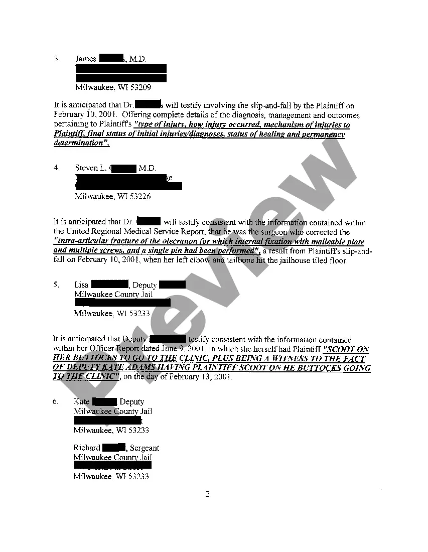 Preview A07 Plaintiff's Witness List