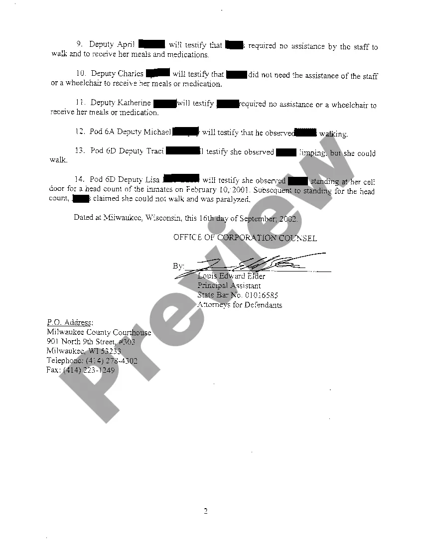 Preview A05 Defendants' Witness List