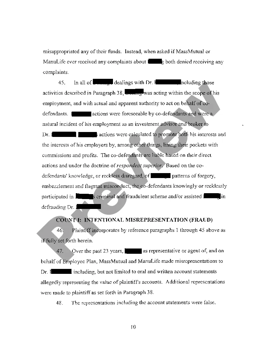 Preview A01 Complaint regarding Action by Investor Against Tobacco Companies for Fraud