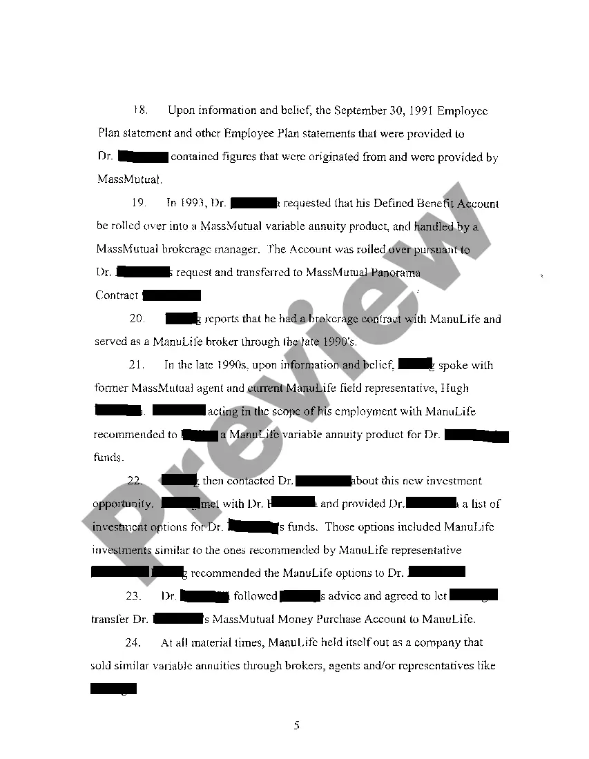 Preview A01 Complaint regarding Action by Investor Against Tobacco Companies for Fraud