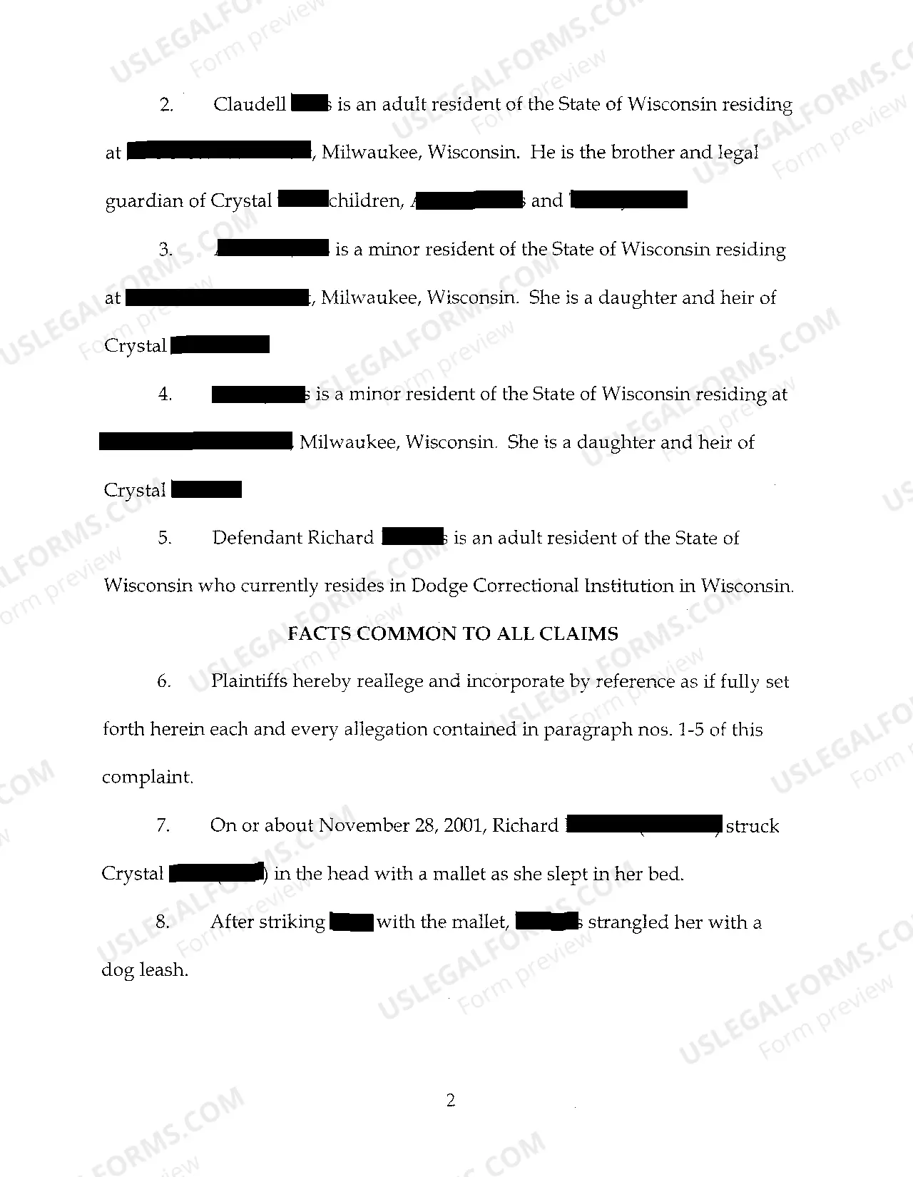 Preview Complaint for Wrongful Death Following Murder