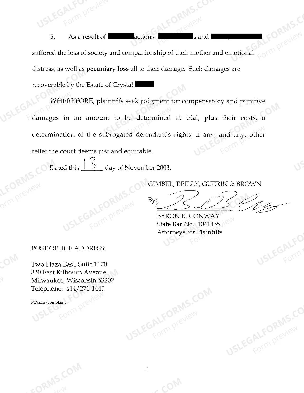 Preview Complaint for Wrongful Death Following Murder