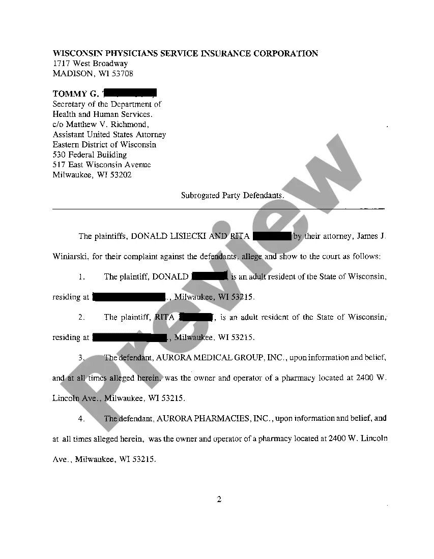 Preview A01 Complaint Against Pharmacy for Error in Filling Prescription