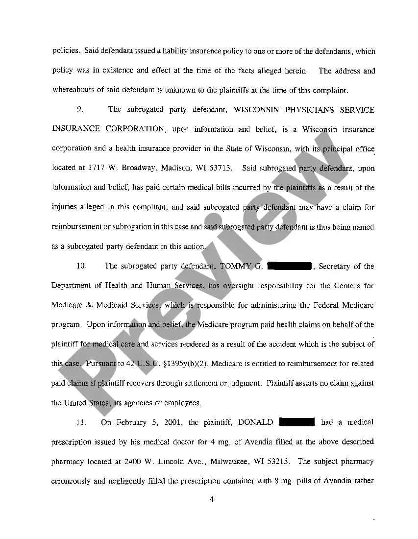 Preview A01 Complaint Against Pharmacy for Error in Filling Prescription