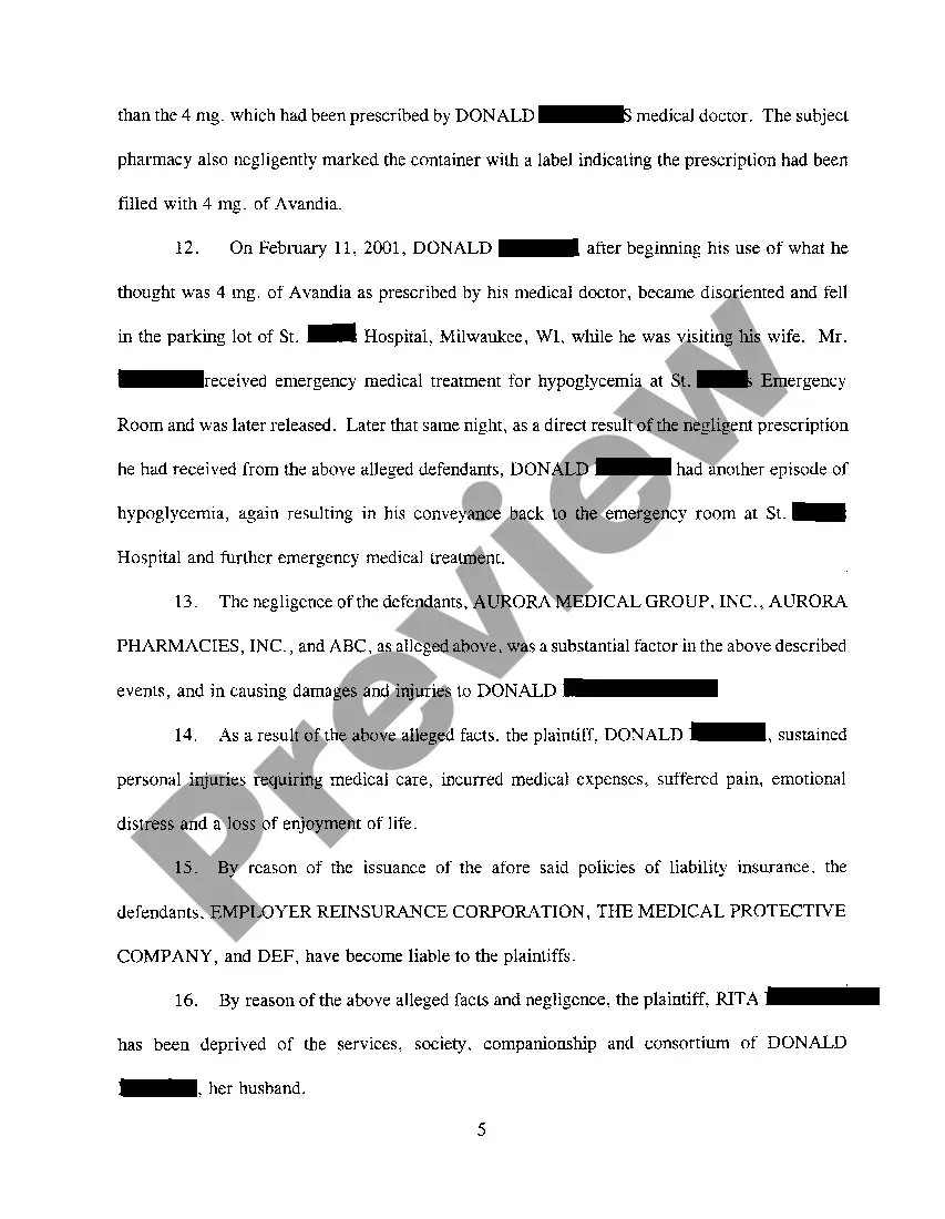 Preview A01 Complaint Against Pharmacy for Error in Filling Prescription