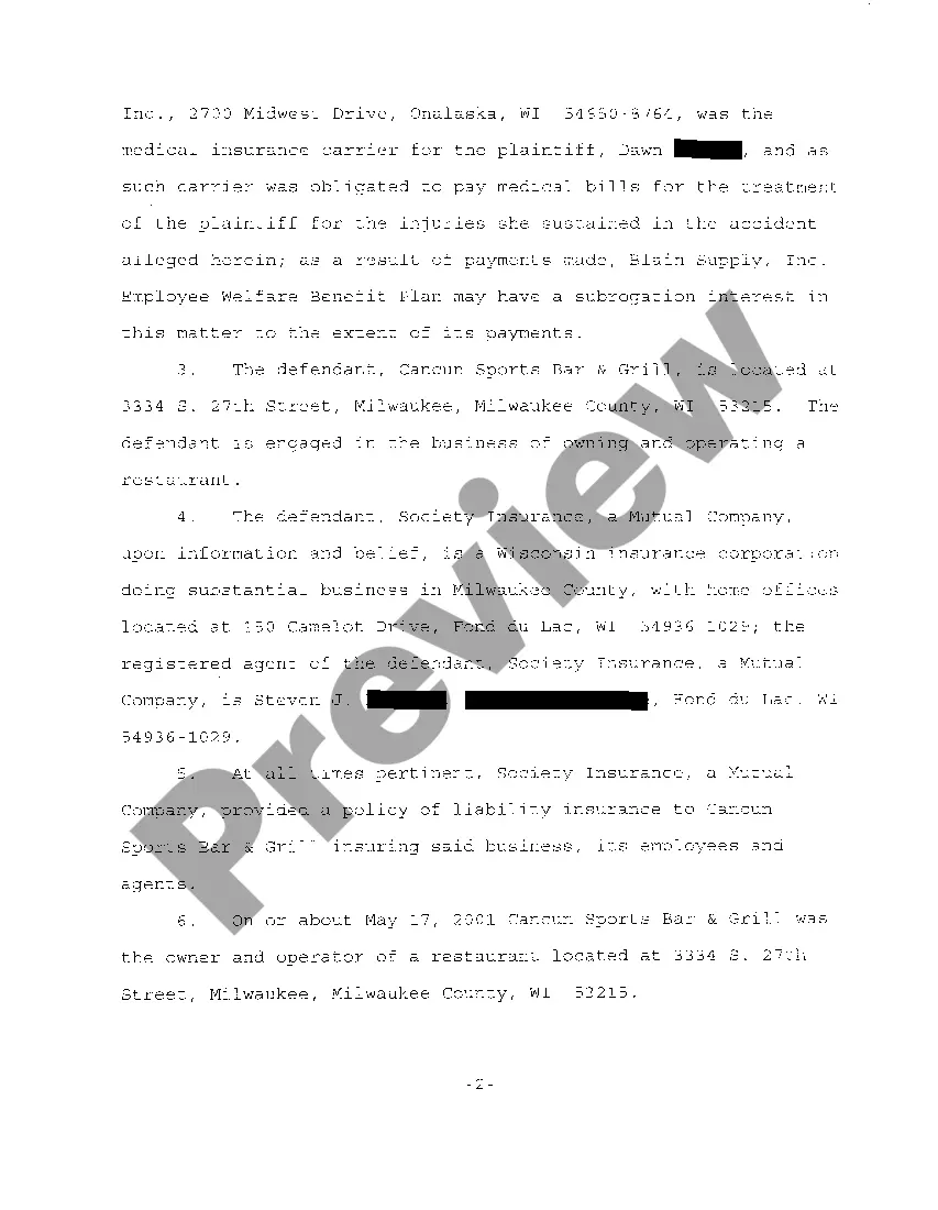 Preview A01 Complaint regarding slip and fall on missing tiles in restaurant floor