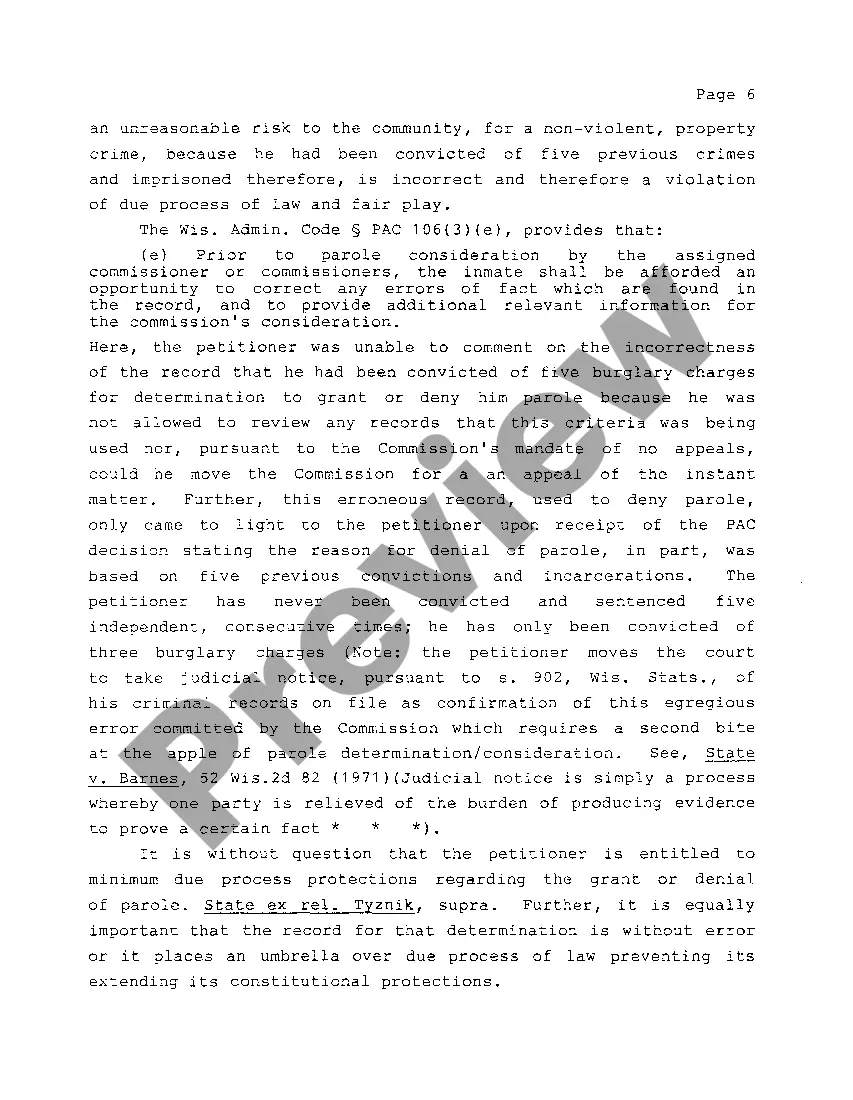 Preview A02 Petitioner's Brief In Support Of Petition And Writ Of Certiorari To Review Denial Of Discretionary Parole