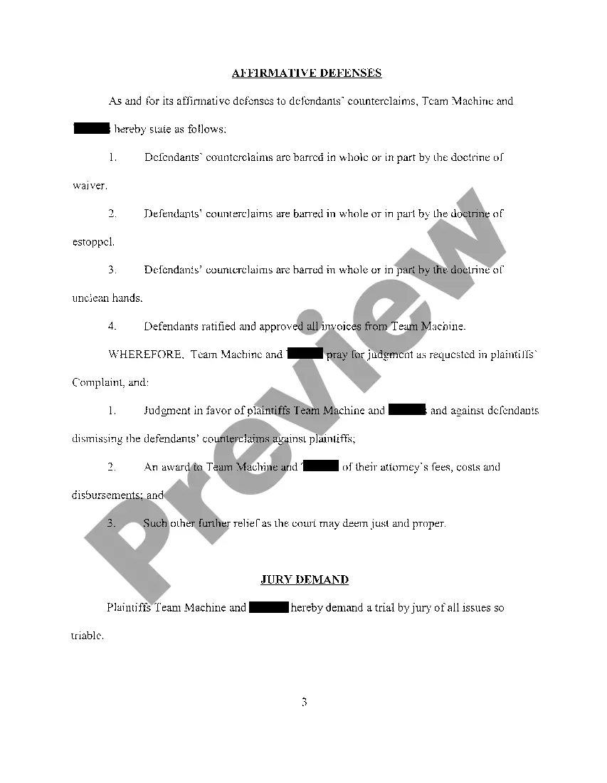 Get A03 Plaintiffs' Reply To Defendants' Counterclaims Preview A03 Plaintiffs' Reply To Defendants' Counterclaims