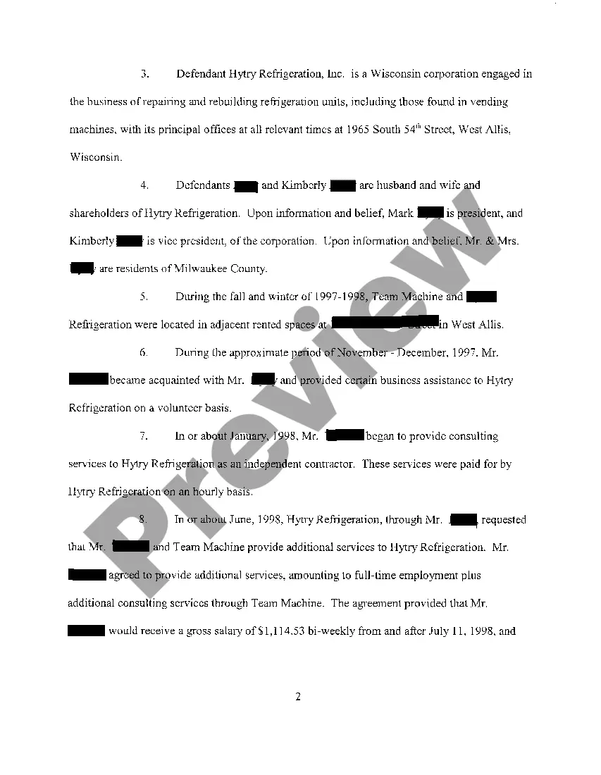 Preview A01 Complaint regarding Nonpayment for Consulting Services Rendered by Self-Employed Independent Contractor