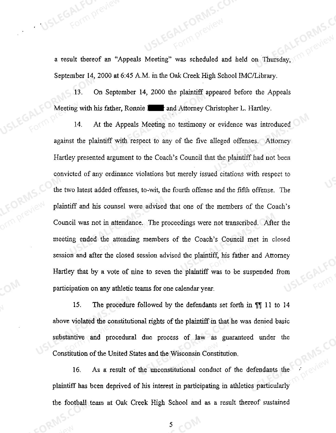 Preview A02 Complaint regarding Wrongful Suspension from High School