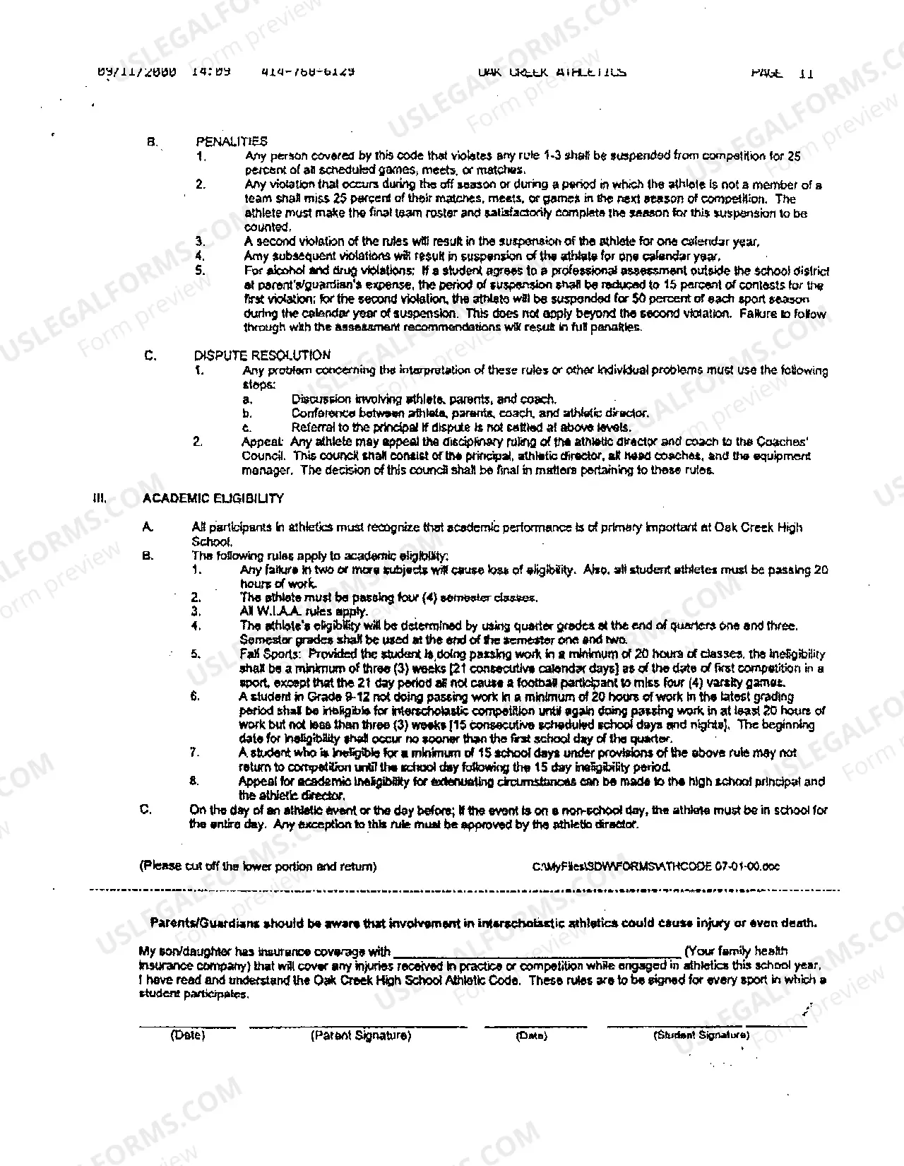 Preview A03 Exhibit 1High School Athletic Code Sections