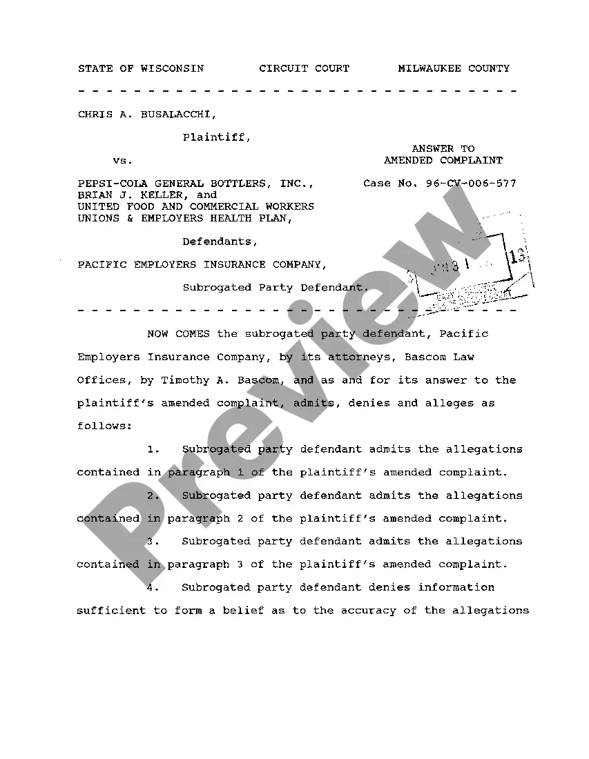 Preview A04 Answer To Amended Complaint