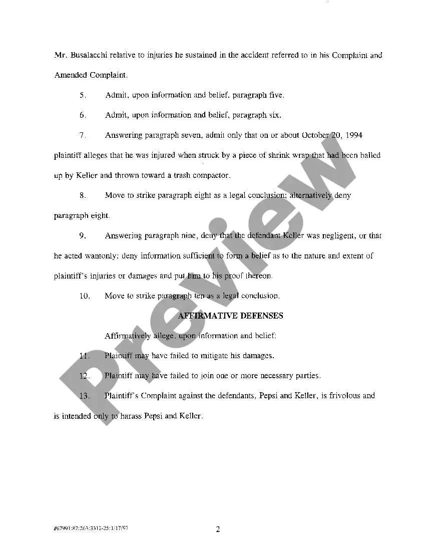 Preview A04 Answer To Amended Complaint