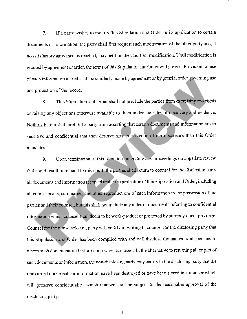 Preview A05 Stipulation And Order Protecting Confidential Information
