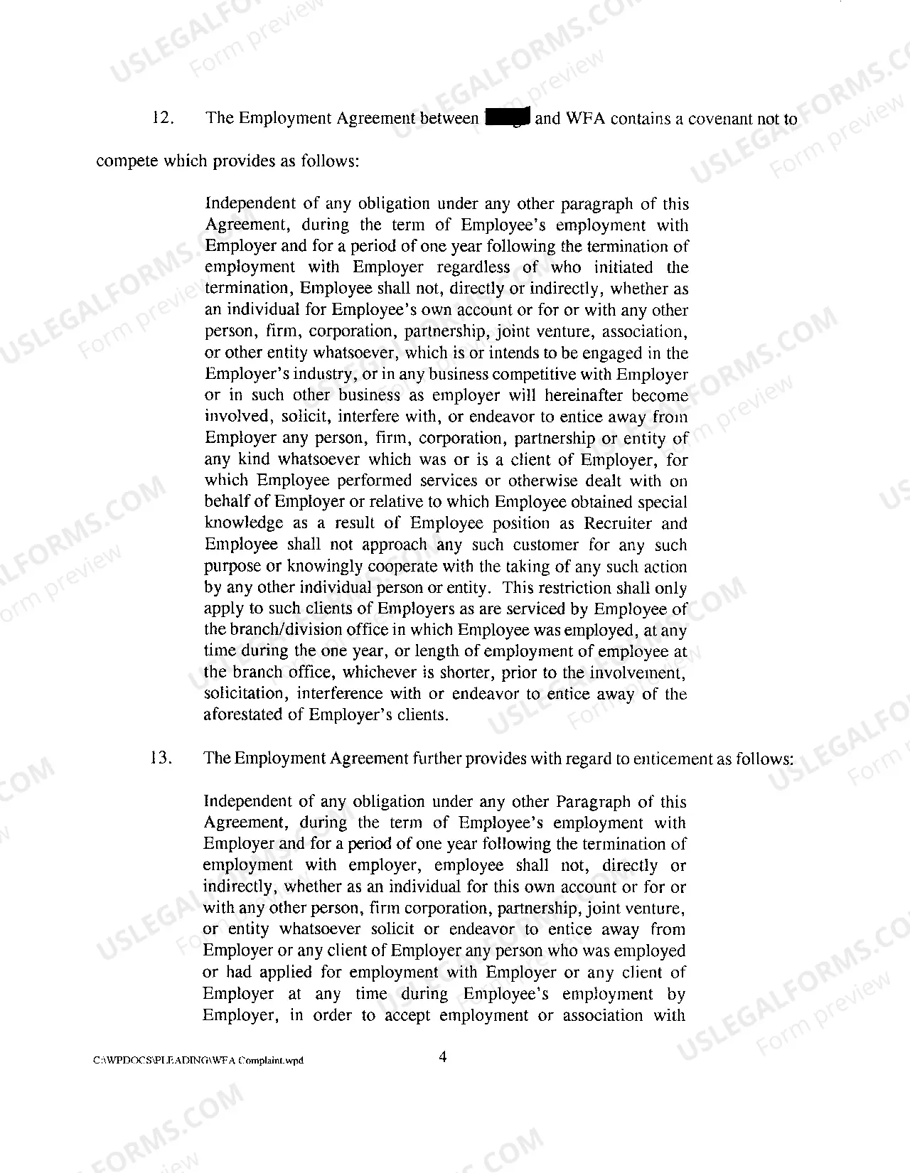 Preview A02 Complaint Against Employee and New Employer for Breach of Employment Agreement Noncompete and Confidentiality Clauses