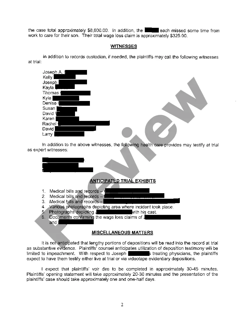 Preview A06 Plaintiffs' Pretrial Report