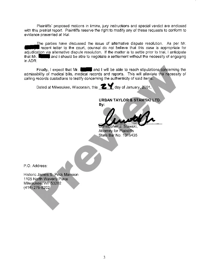 Preview A06 Plaintiffs' Pretrial Report