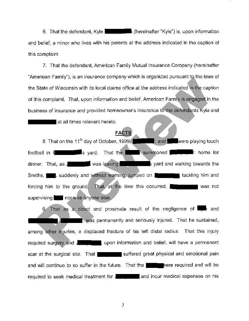 Preview A01 Complaint regarding Injuries Sustained in Touch Football Game