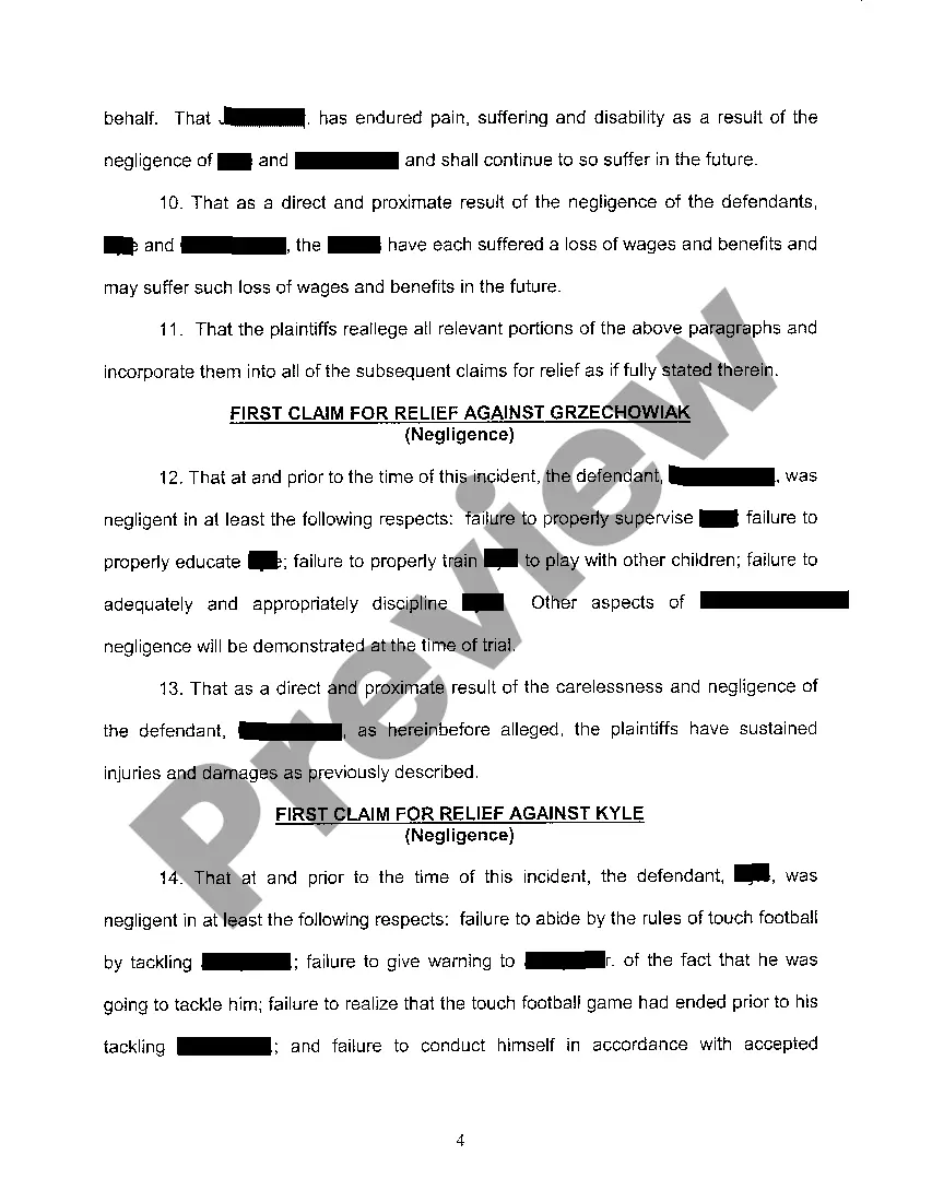 Preview A01 Complaint regarding Injuries Sustained in Touch Football Game