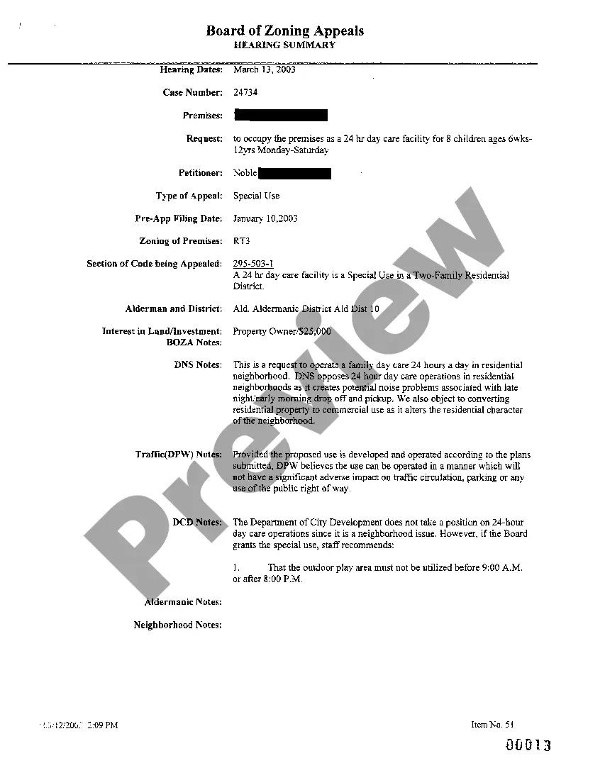 Preview A01 Board Of Zoning Appeals Denial of Permit for Day Care Facility