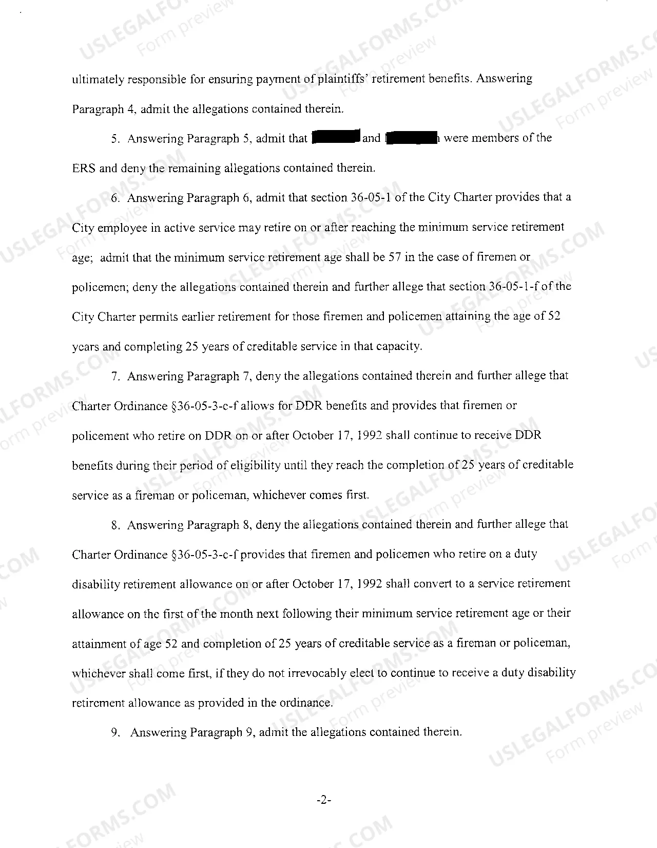 Preview A07 Answer And Affirmative Defenses Of Defendants City And City Employees' Retirement System