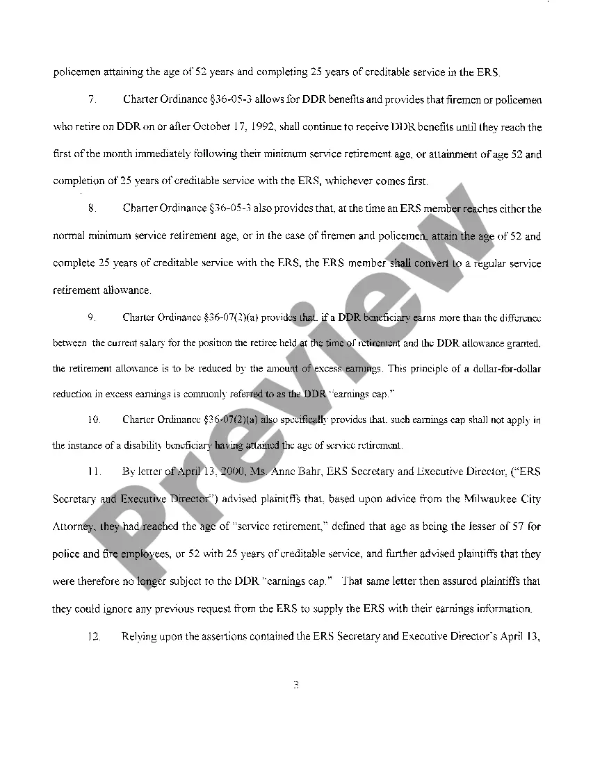 Get A01 Complaint regarding Improper Calculations regarding Earnings Cap for Firefighter's Pension Preview A01 Complaint regarding Improper Calculations regarding Earnings Cap for Firefighter's Pension