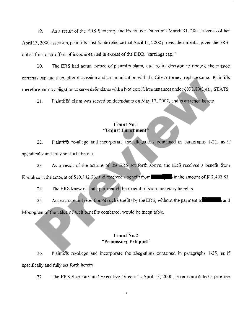 Get A01 Complaint regarding Improper Calculations regarding Earnings Cap for Firefighter's Pension Preview A01 Complaint regarding Improper Calculations regarding Earnings Cap for Firefighter's Pension
