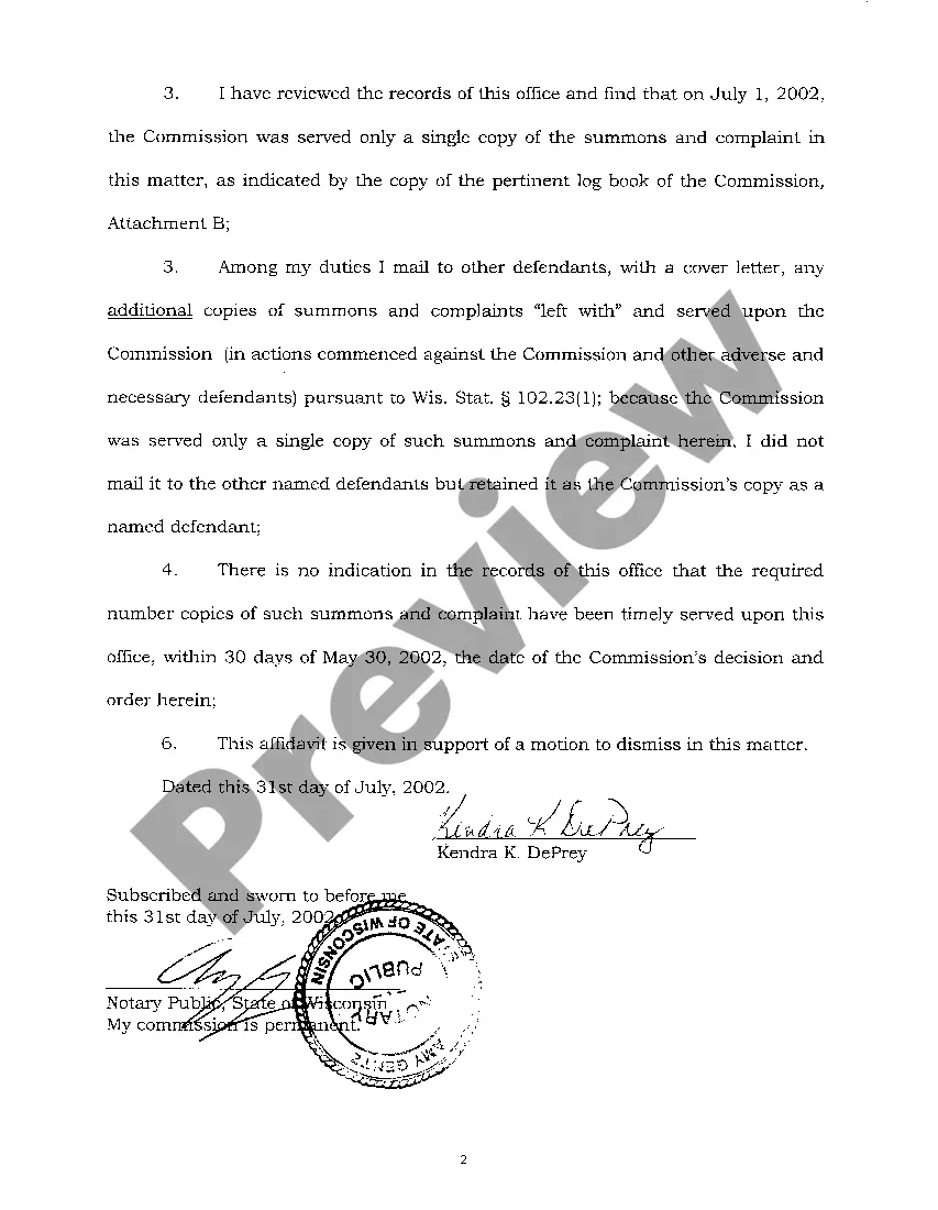 Preview A06 Affidavit of Commission employee as to docket procedures